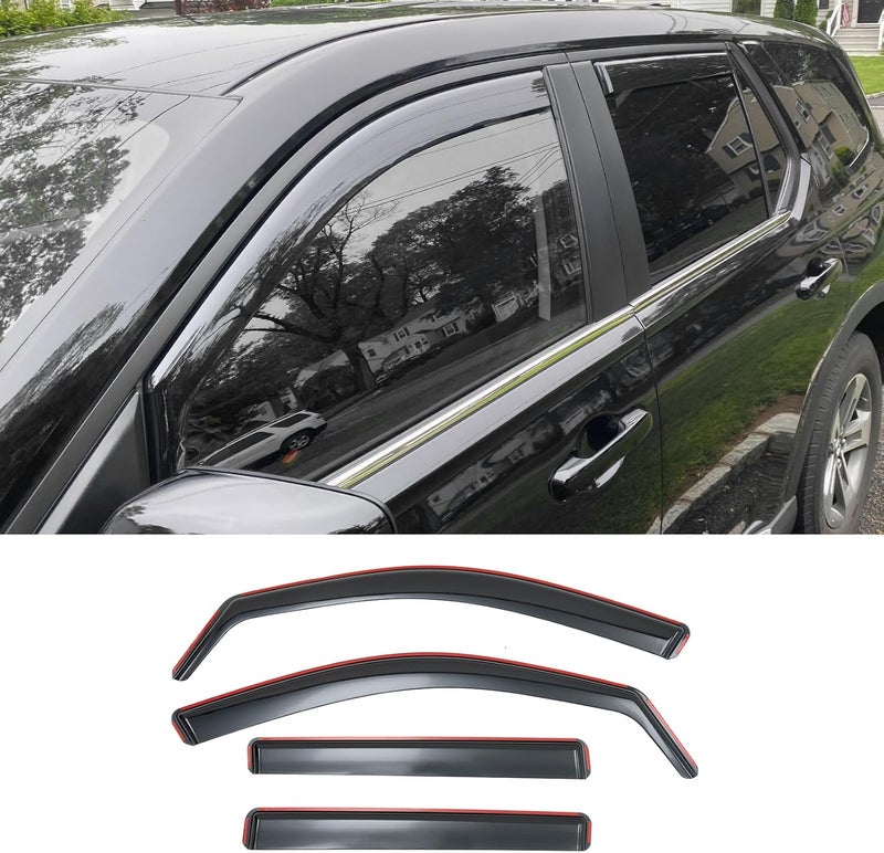 Maxzina Visor Rain Guards Compatible with 2023-2025 2026 Honda Pilot Front and Rear in-Channel Window Visors Wind Deflectors Weather Shield for 2024 Pilot 4PCS Accessories - Image 1